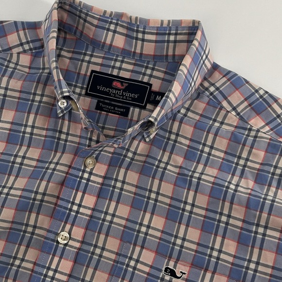 Vineyard Vines Tucker Shirt Mens Medium Blue Plaid Short Sleeve Shirt Button Up - Picture 1 of 8